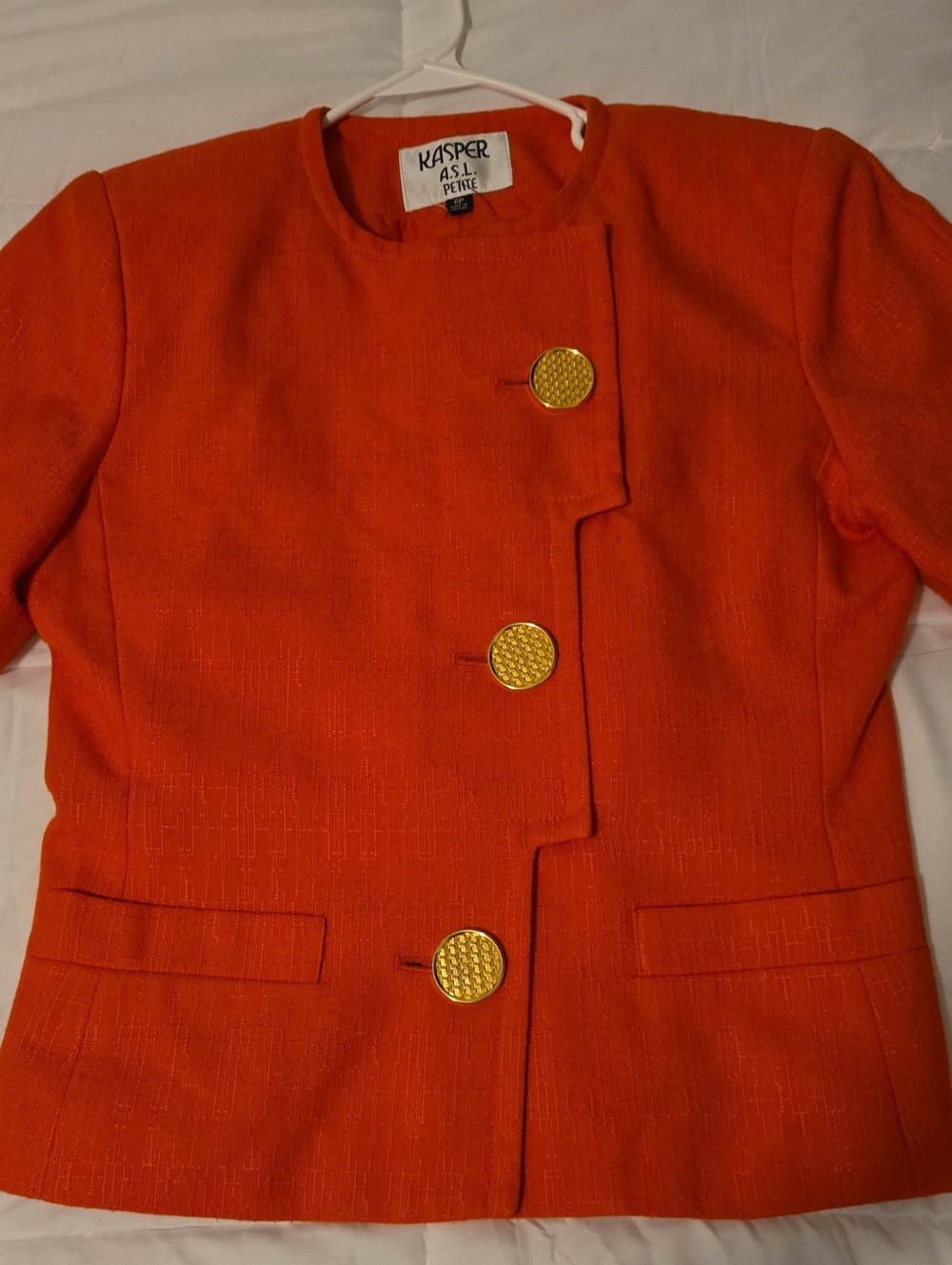 VINTAGE Kasper OUTFIT Orange with Gold Medallion Buttons